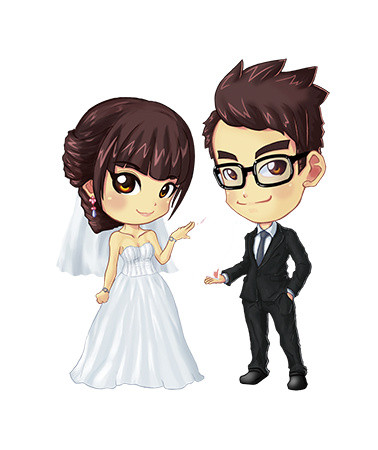 卡通人物婚礼结婚素材