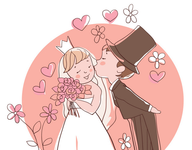 卡通人物婚礼结婚素材