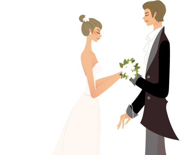 卡通人物婚礼结婚素材