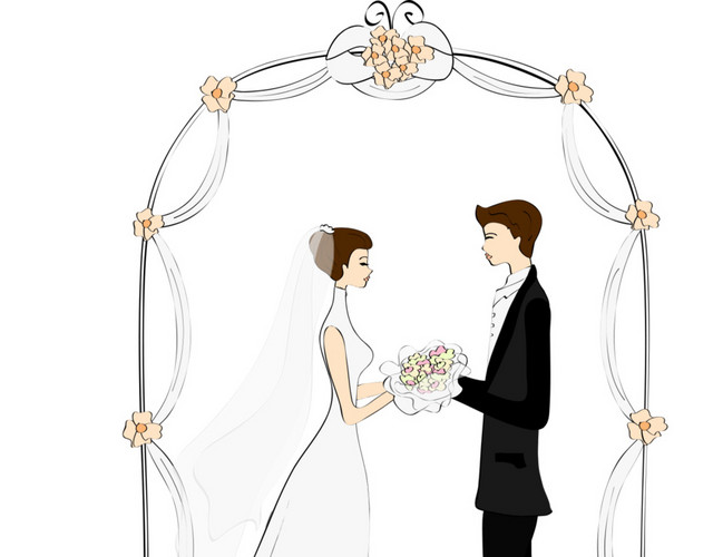 卡通人物婚礼结婚素材