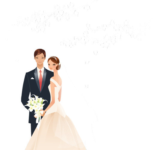 卡通人物婚礼结婚素材