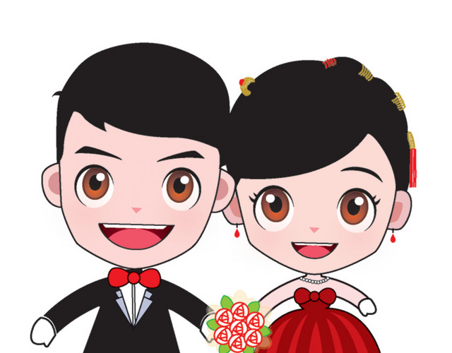 卡通人物婚礼结婚素材