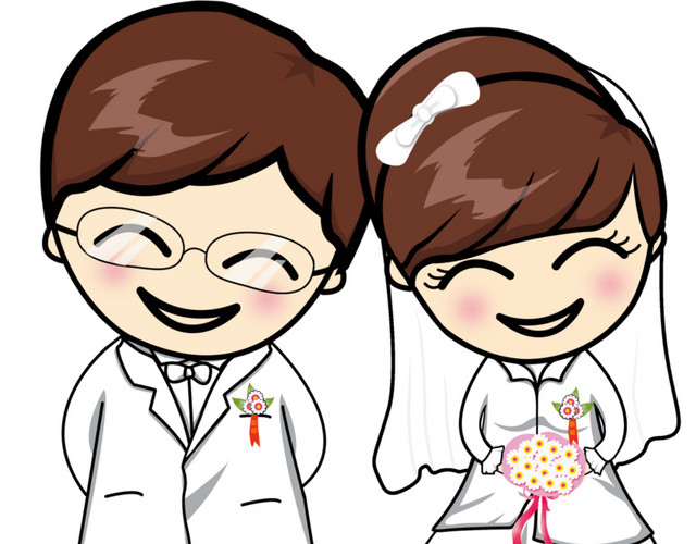 卡通人物婚礼结婚素材