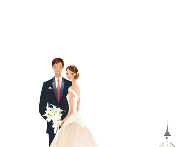卡通人物婚礼结婚素材