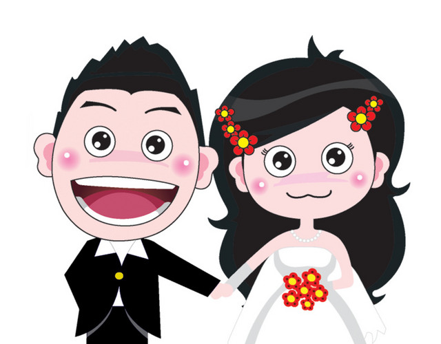 卡通人物婚礼结婚素材