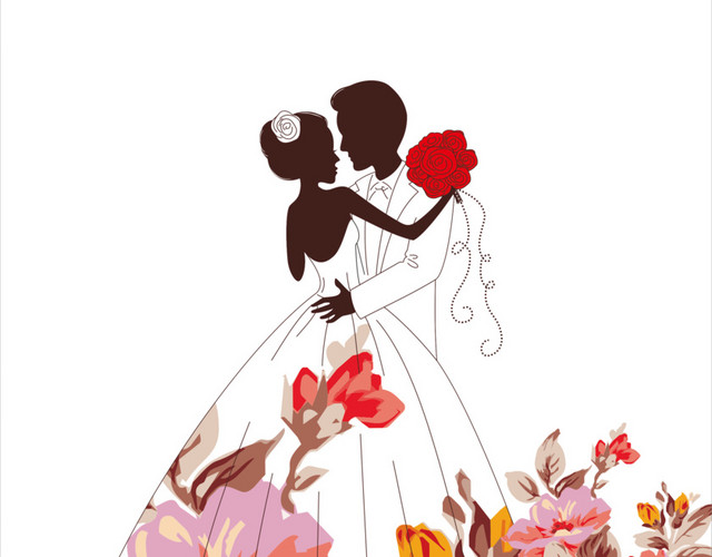 卡通人物婚礼结婚素材