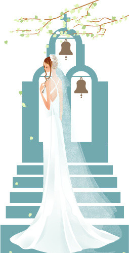 卡通新娘结婚婚纱矢量素材