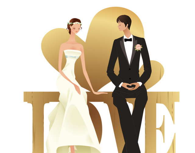 卡通人物婚礼结婚素材