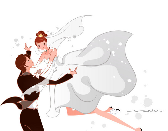 卡通人物婚礼结婚素材