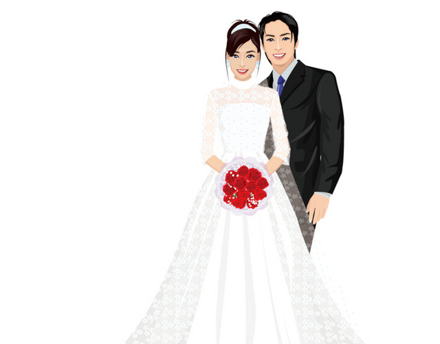 卡通人物婚礼结婚素材