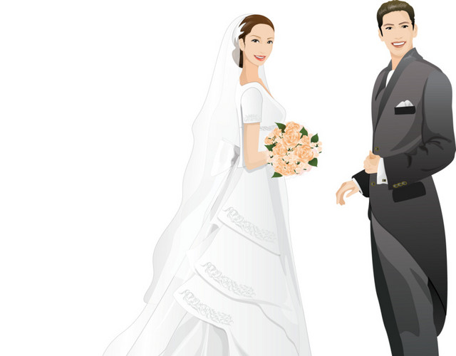 卡通人物婚礼结婚素材