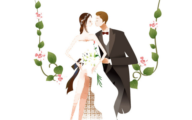 卡通人物婚礼结婚素材