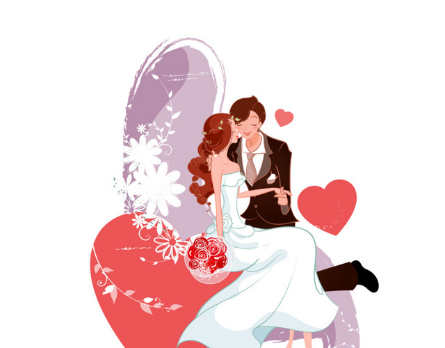 卡通人物婚礼结婚素材