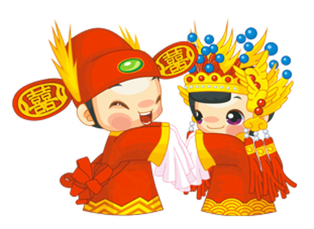 卡通古风婚礼素材