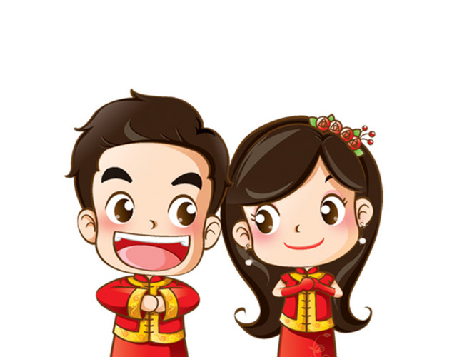 卡通古风婚礼素材