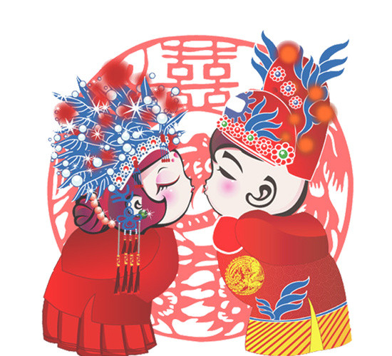 卡通古风婚礼素材