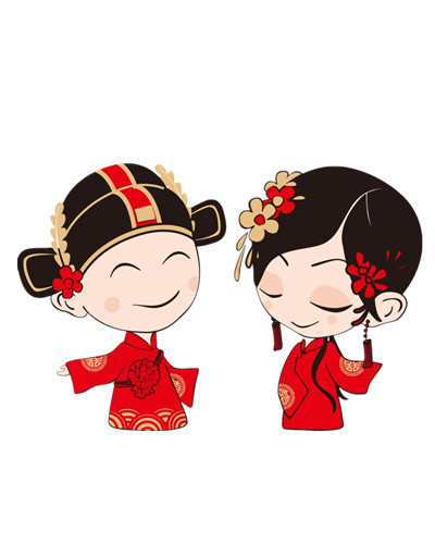 卡通古风婚礼素材