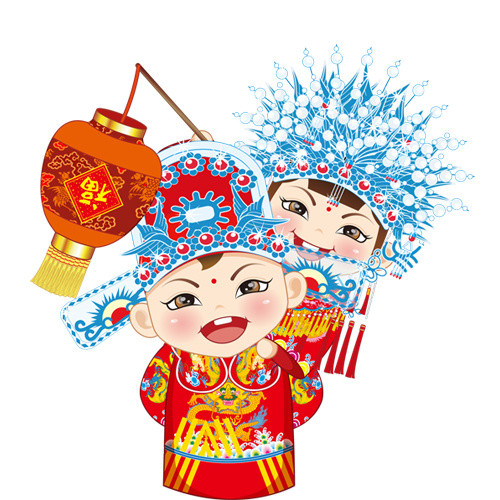 卡通古风婚礼素材