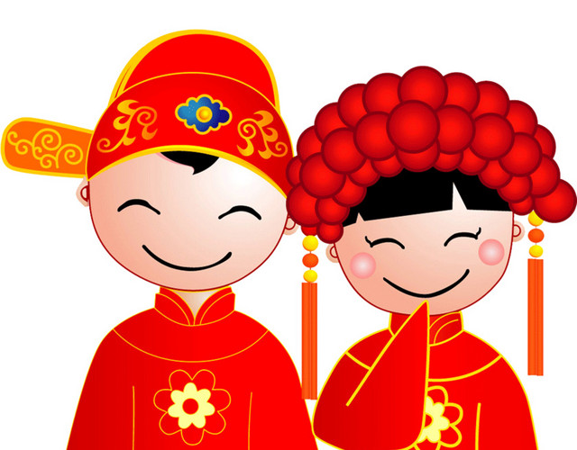 卡通古风婚礼素材