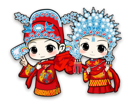 卡通古风婚礼素材