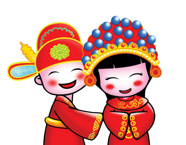 卡通古风婚礼素材