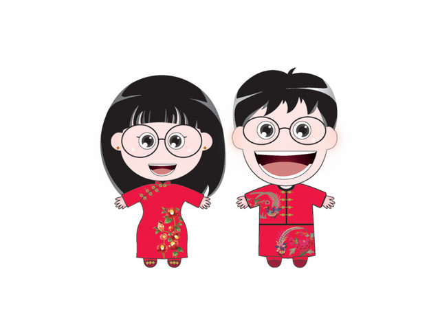 卡通古风婚礼素材