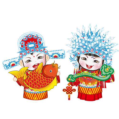 卡通古风婚礼素材