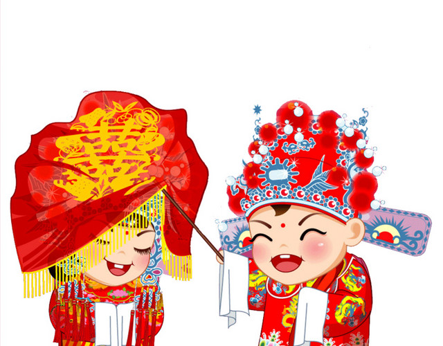卡通古风婚礼素材