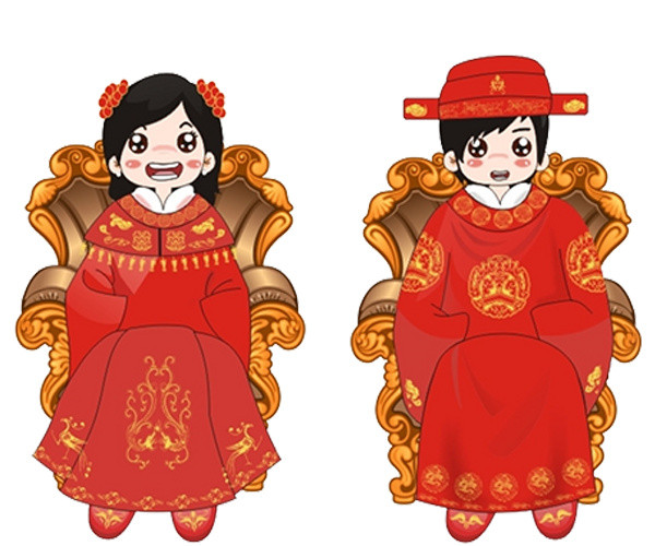 卡通古风婚礼素材