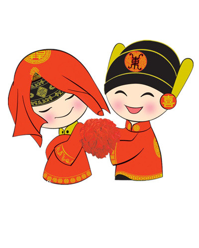 卡通古风婚礼素材