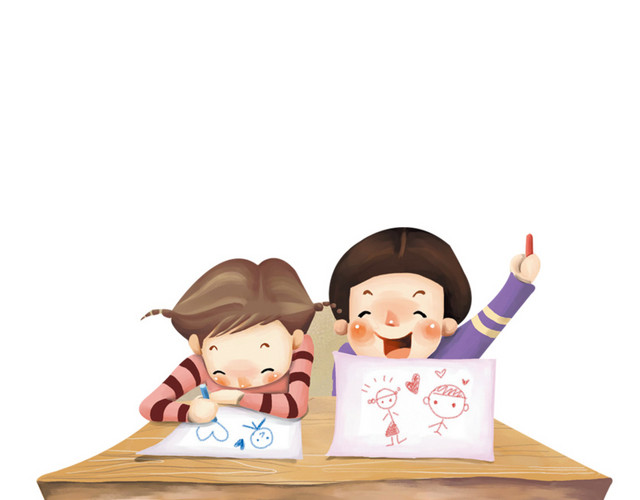 两个小朋友画简笔画