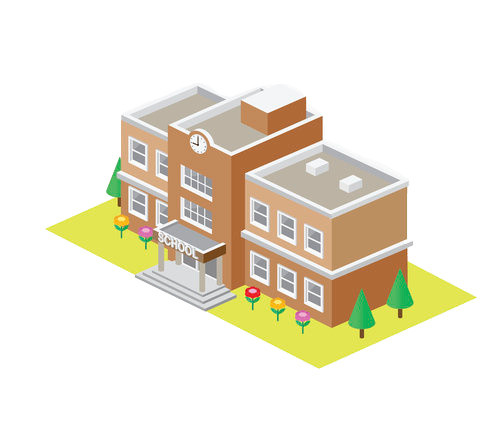 黄色系学校矢量素材
