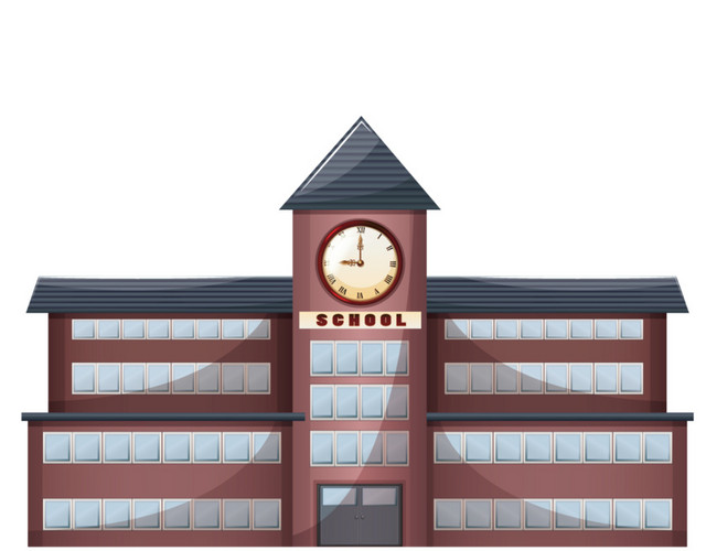 带有大钟的学校矢量素材
