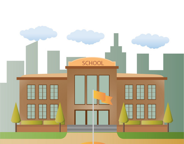 在城市里的学校矢量素材