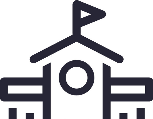 黑色简笔画学校矢量素材