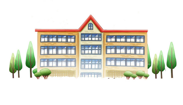 手绘风黄色学校矢量素材
