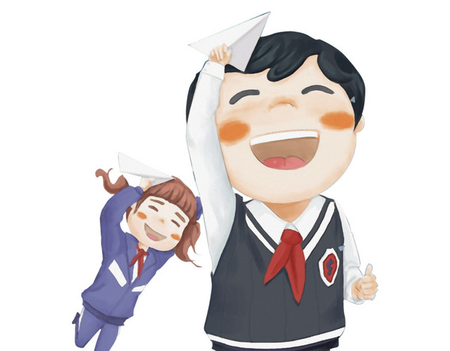 两个开心的毕业的同学矢量素材