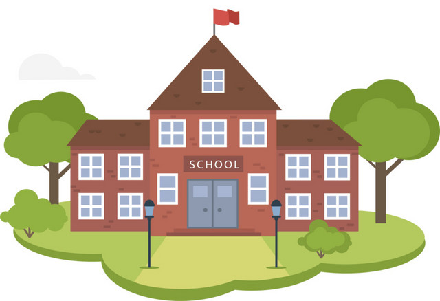 简约风红砖学校矢量素材