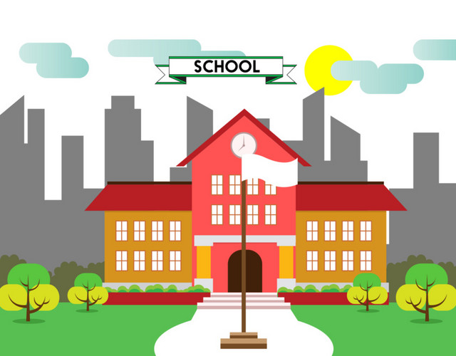 在城市里的学校矢量素材