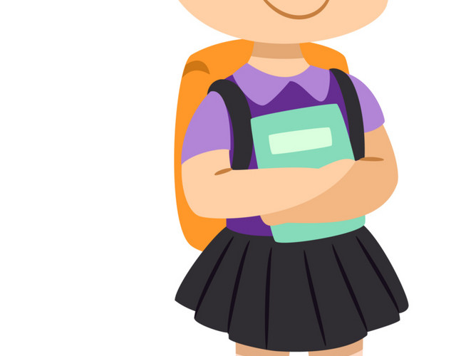 穿着裙子的卡通小女孩矢量素材