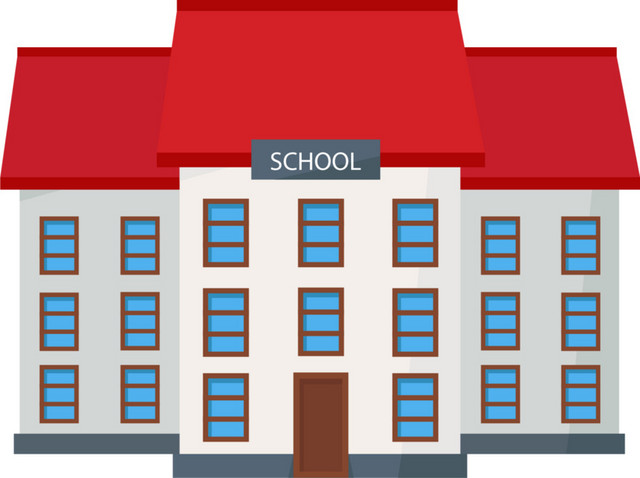 红色屋顶学校教学楼矢量素材