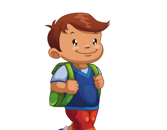 正在上学路上的小男生矢量素材