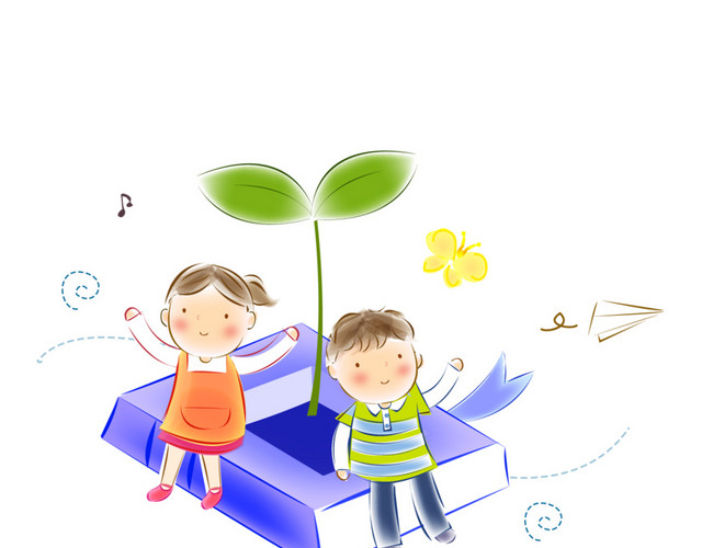 小孩坐在花坛边放纸飞机