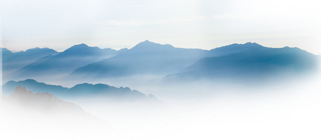 手绘山峰水彩素材