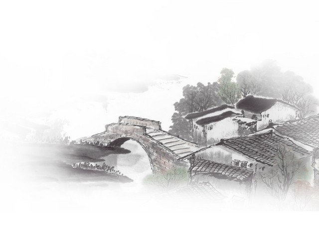 中国风水墨山水乡素材