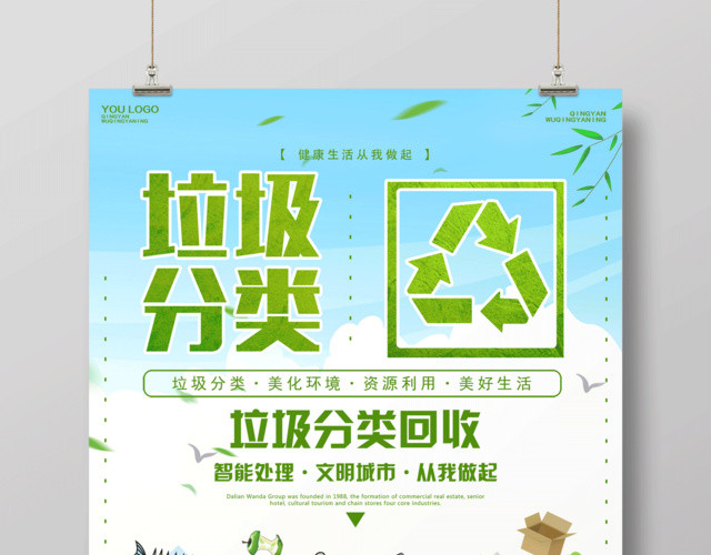 文明城市垃圾分类从我做起环境保护环保公益海报