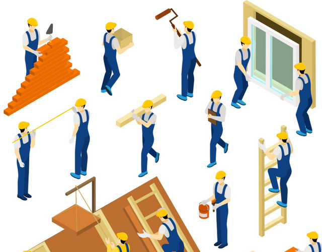 卡通建筑工人矢量素材