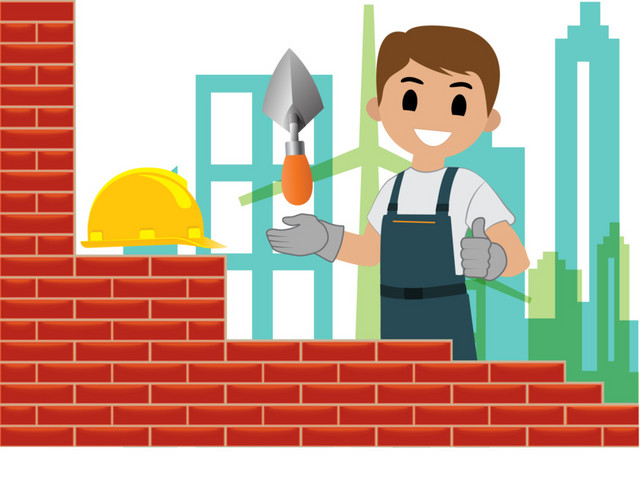 可爱卡通建筑工人矢量素材