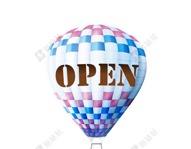 卡通热气球OPEN矢量素材