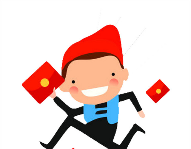 彩色卡通红包人偶插画素材